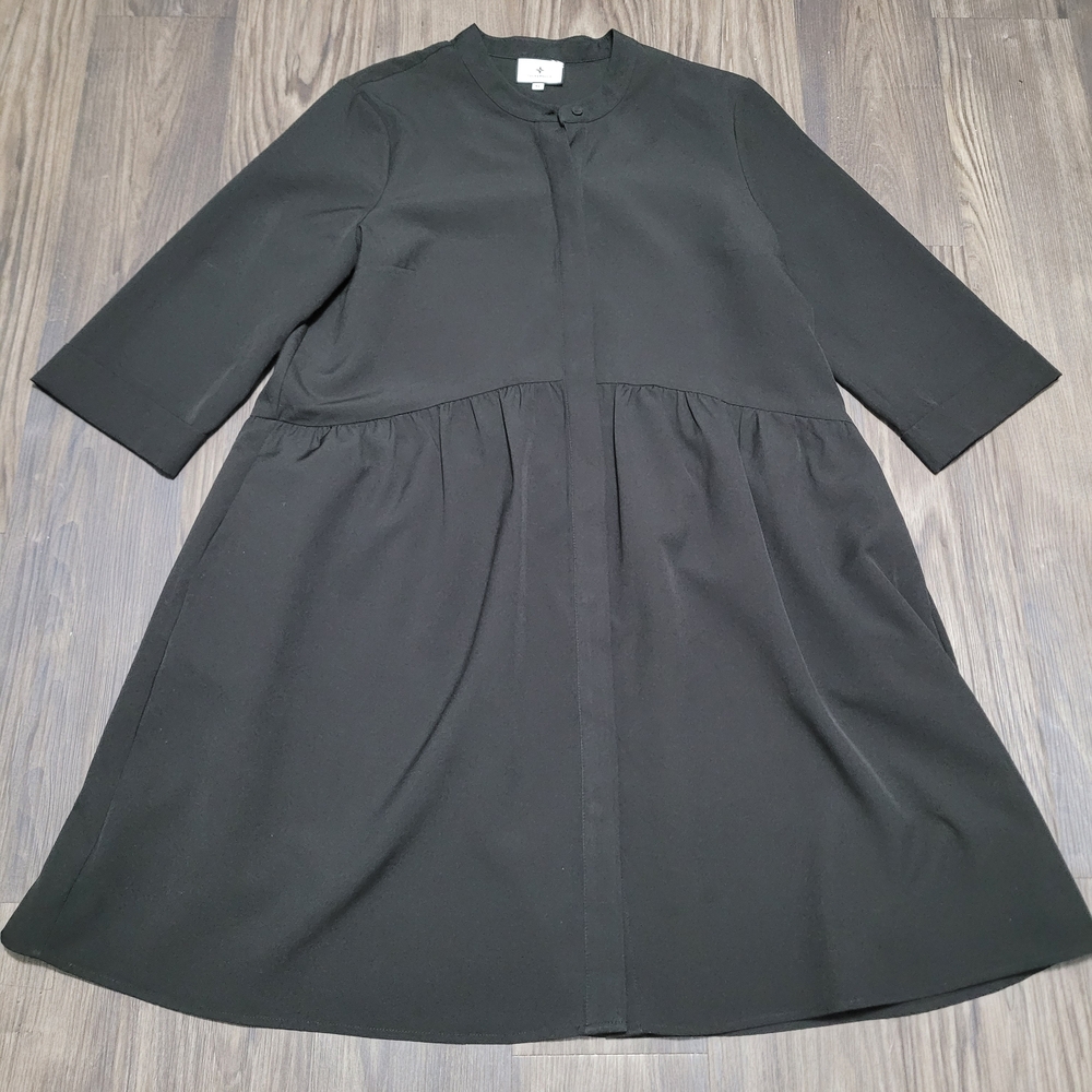 Tuckernuck Royal Shirt Dress XL Elegant Black Women's Crepe Preppy